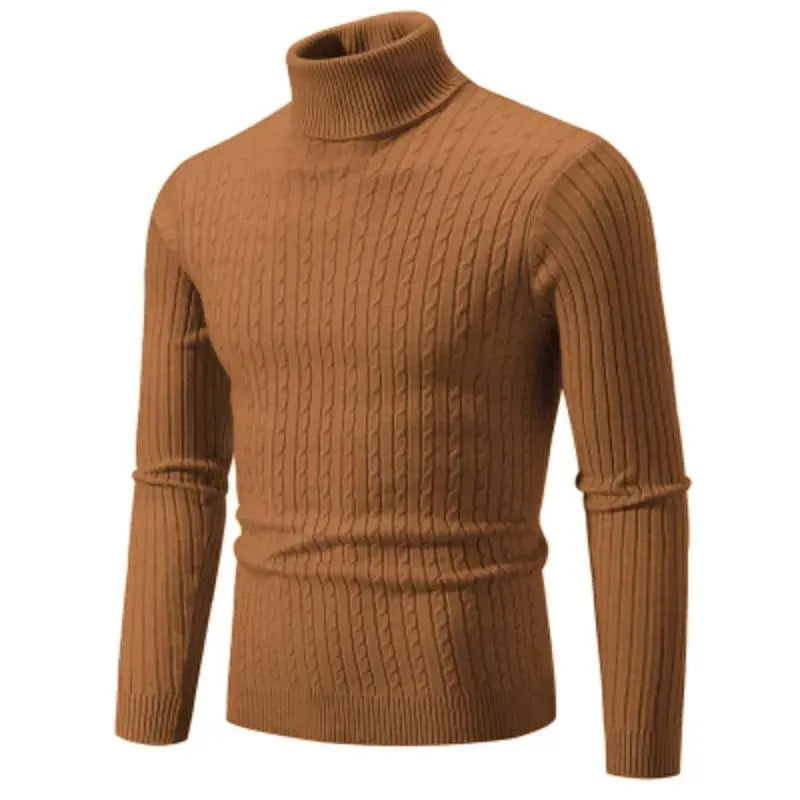 Men’s Turtleneck Knit Sweater Long Sleeve Ribbed Pullover Top
