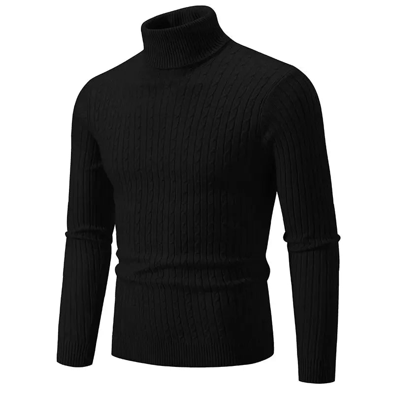 Men’s Turtleneck Knit Sweater Long Sleeve Ribbed Pullover Top