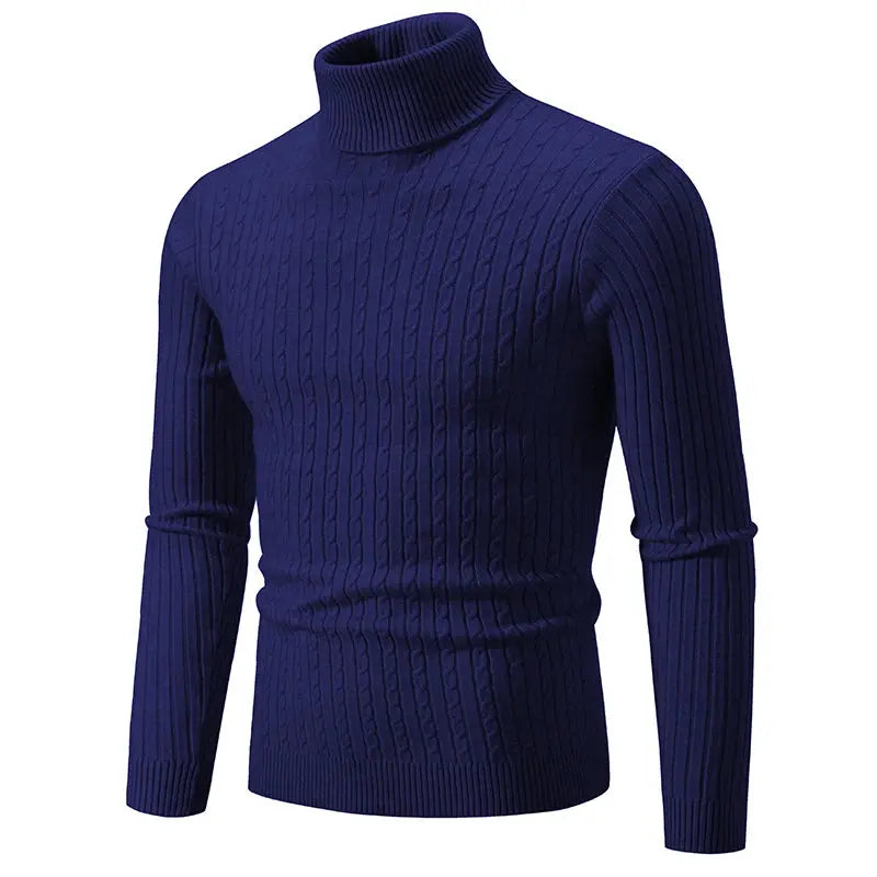 Men’s Turtleneck Knit Sweater Long Sleeve Ribbed Pullover Top