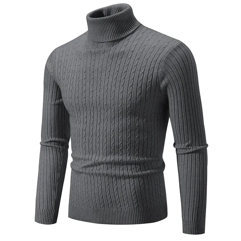 Men’s Turtleneck Knit Sweater Long Sleeve Ribbed Pullover Top