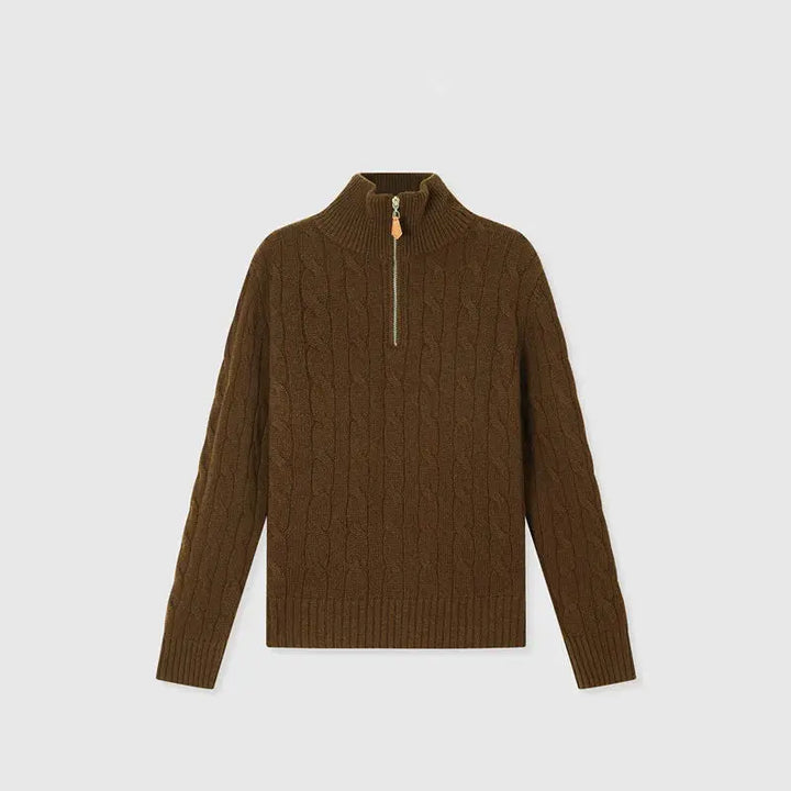 Women's Fashionable Polo Sweater with Zeeper