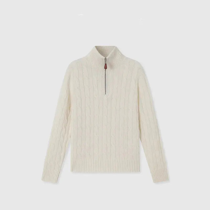 Women's Fashionable Polo Sweater with Zeeper