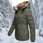 Women’s Hooded Puffer Jacket Quilted Winter Coat with Fur Lining