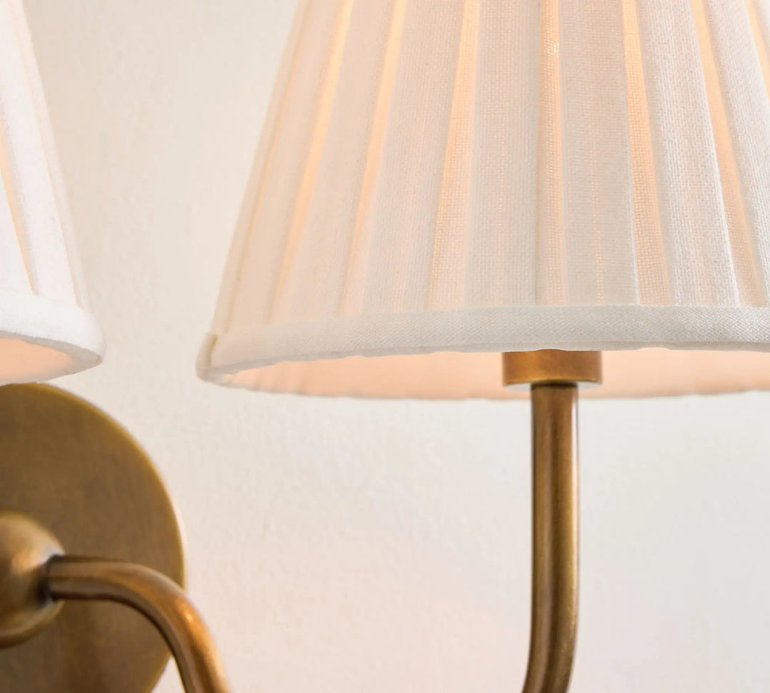 Double Wall Light with Linen Shades French Farmhouse Sconce