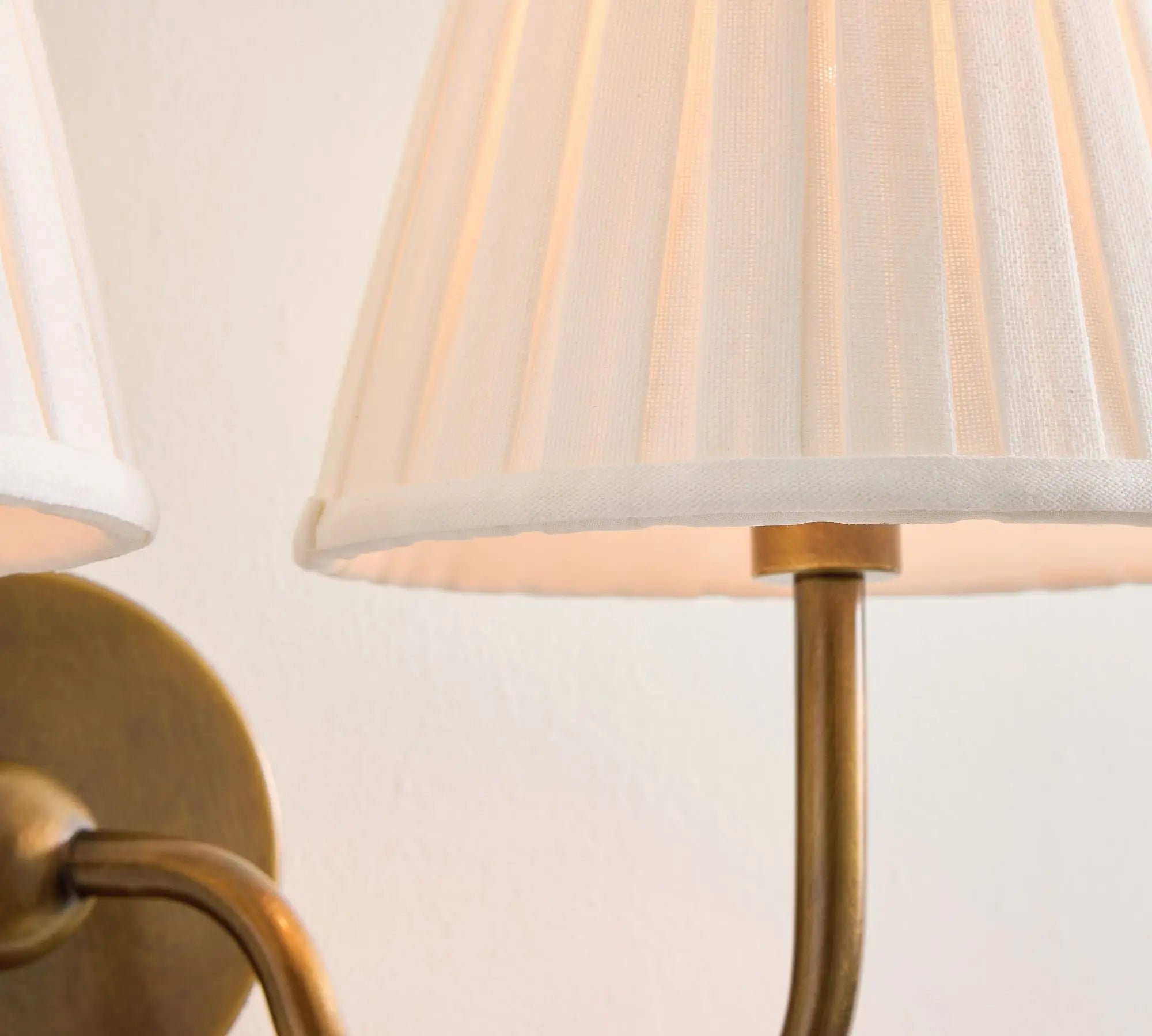 Double Wall Light with Linen Shades French Farmhouse Sconce