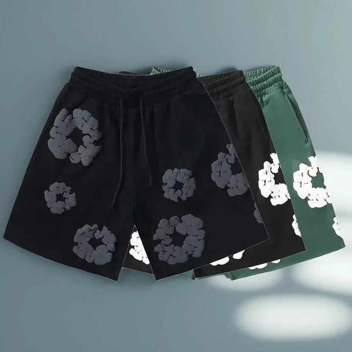 Floral Print Denim Shorts Pants