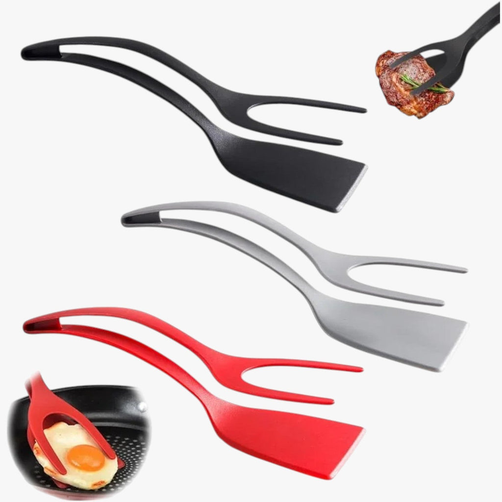 2-in-1 Silicone Spatula Tongs Non-Stick Cooking Utensil Tool