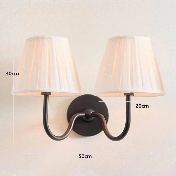 Double Wall Light with Linen Shades French Farmhouse Sconce