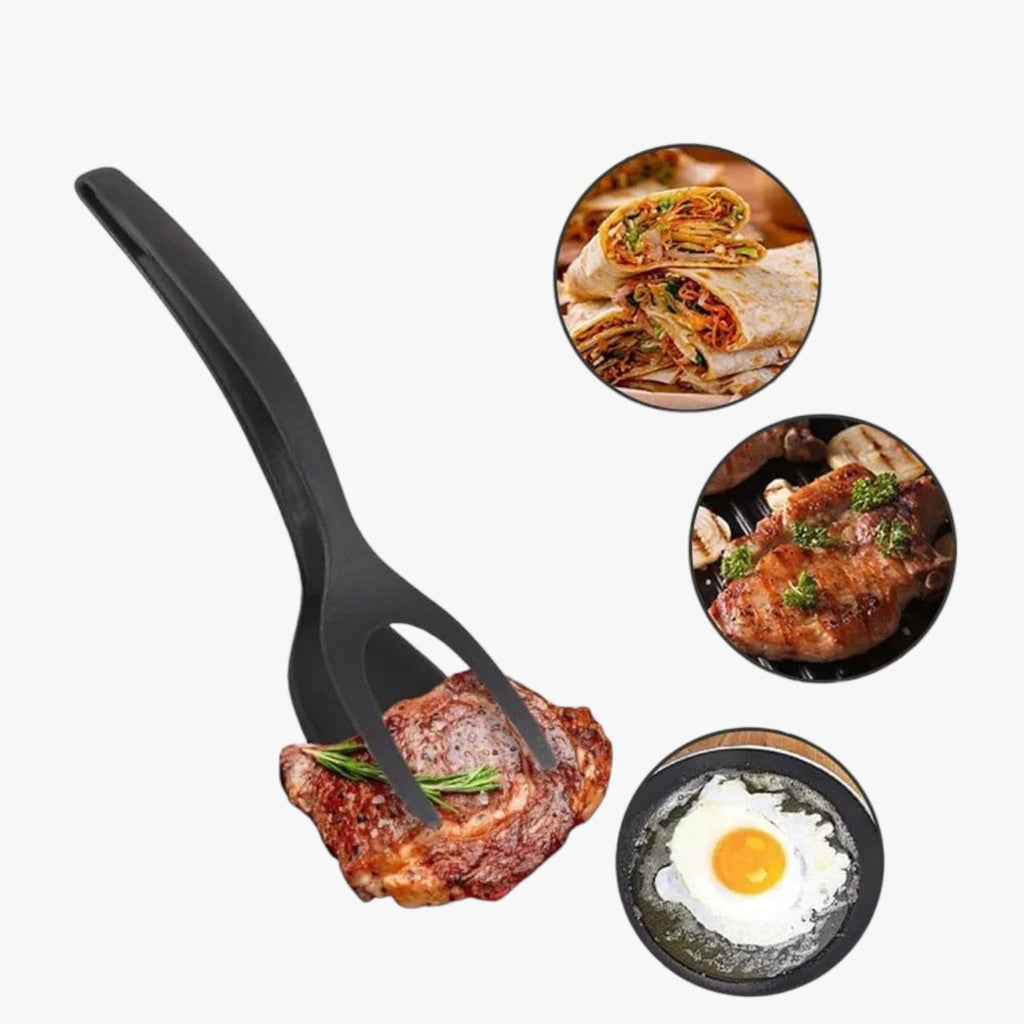 2-in-1 Silicone Spatula Tongs Non-Stick Cooking Utensil Tool