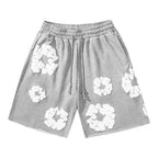 Floral Print Denim Shorts Pants