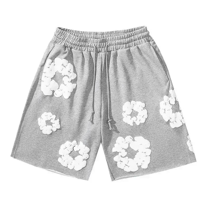 Floral Print Denim Shorts Pants
