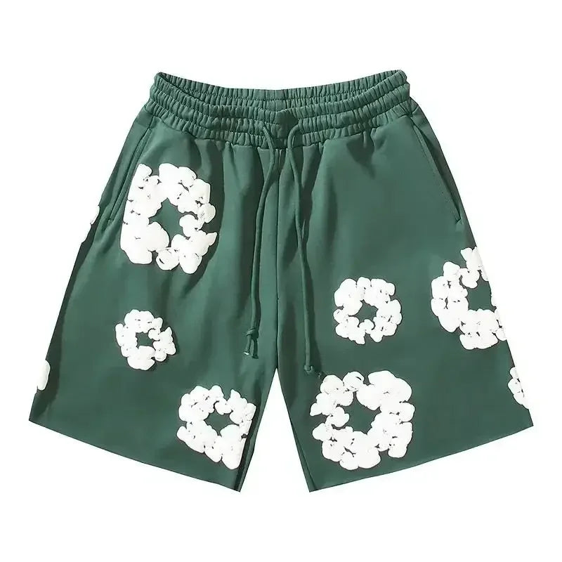 Floral Print Denim Shorts Pants