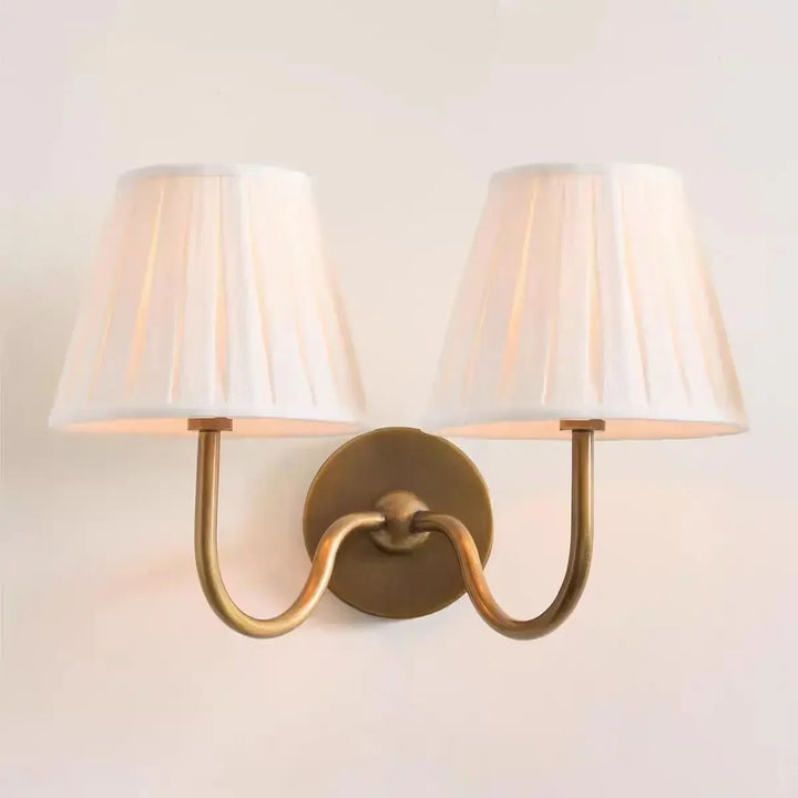 Double Wall Light with Linen Shades French Farmhouse Sconce