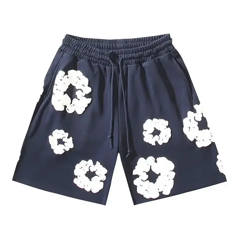 Floral Print Denim Shorts Pants