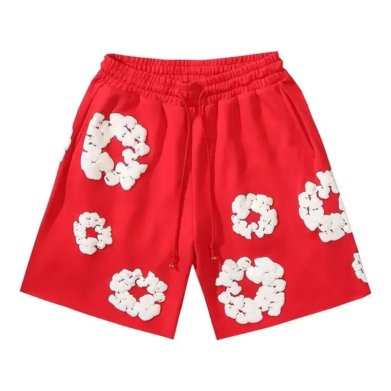 Floral Print Denim Shorts Pants