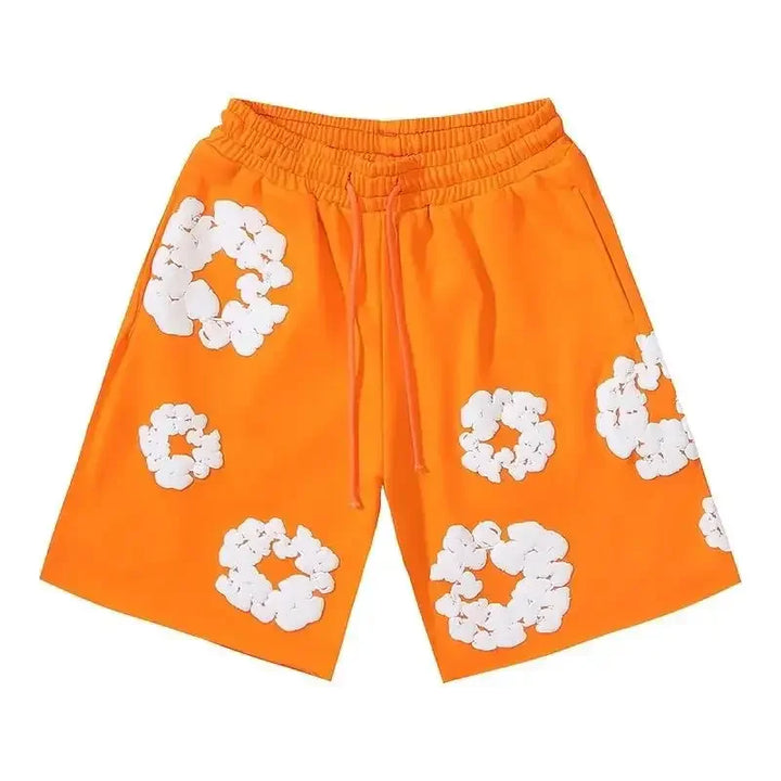 Floral Print Denim Shorts Pants