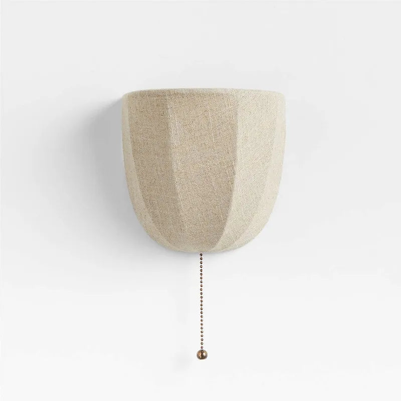 Wall Sconce with Linen Shade & Pull Chain Bedside Light