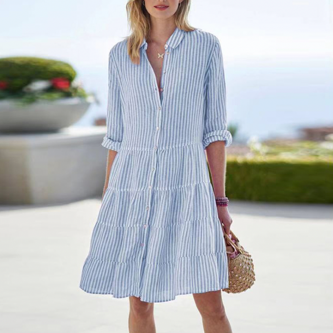 Striped Short Sleeve Summer Dress