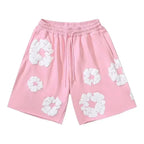 Floral Print Denim Shorts Pants