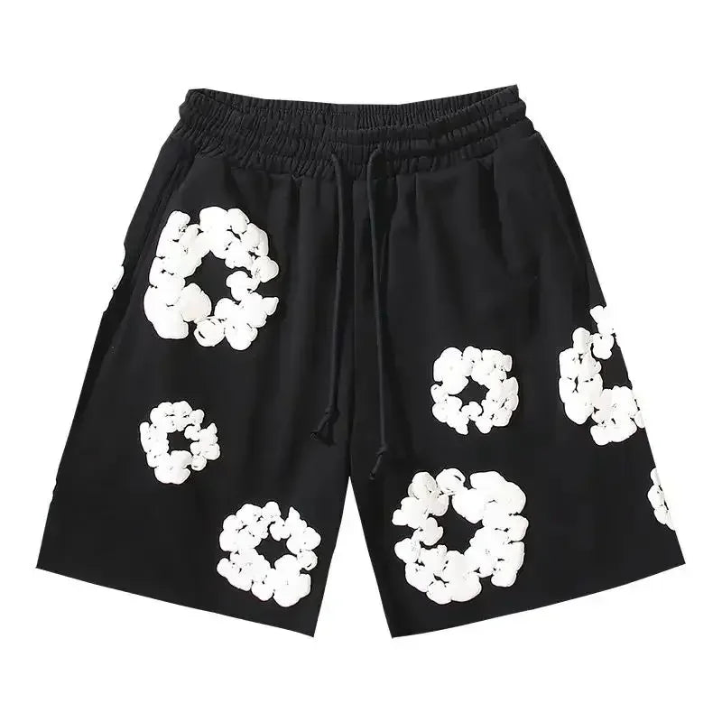 Floral Print Denim Shorts Pants