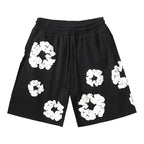 Floral Print Denim Shorts Pants