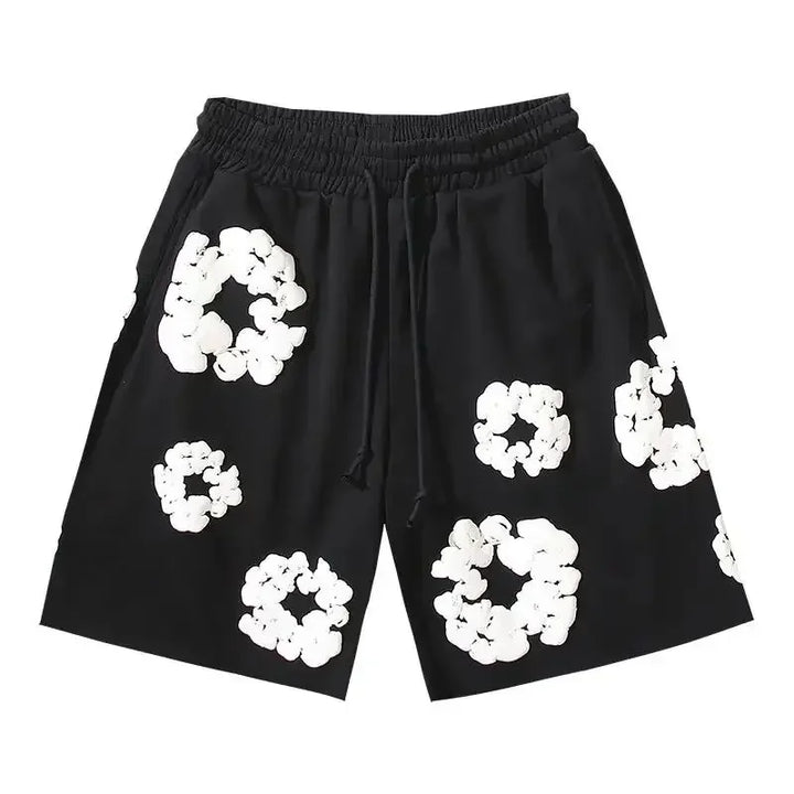Floral Print Denim Shorts Pants