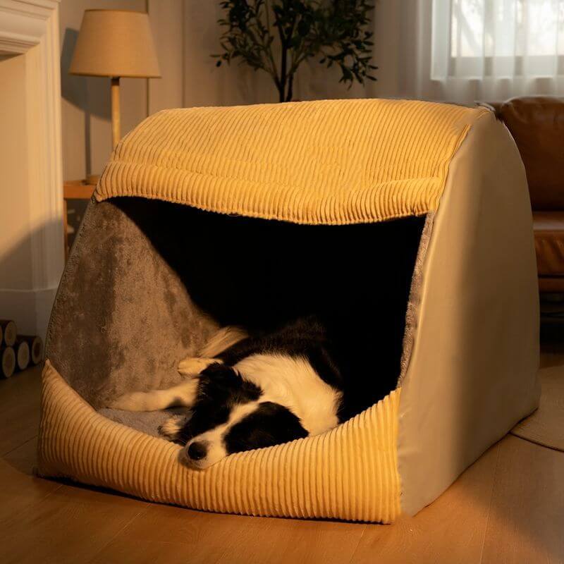 Cozy Covered Dog Bed Soft Plush Pet House for Small Dogs