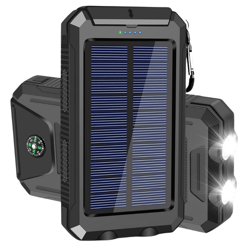 10000mAh Solar Power Bank Dual USB Outdoor Charger with Light