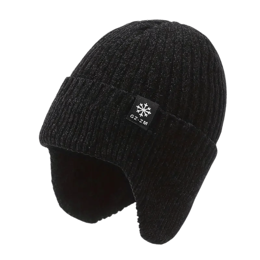 Men’s Fleece-Lined Knit Winter Hat with Ear Flaps