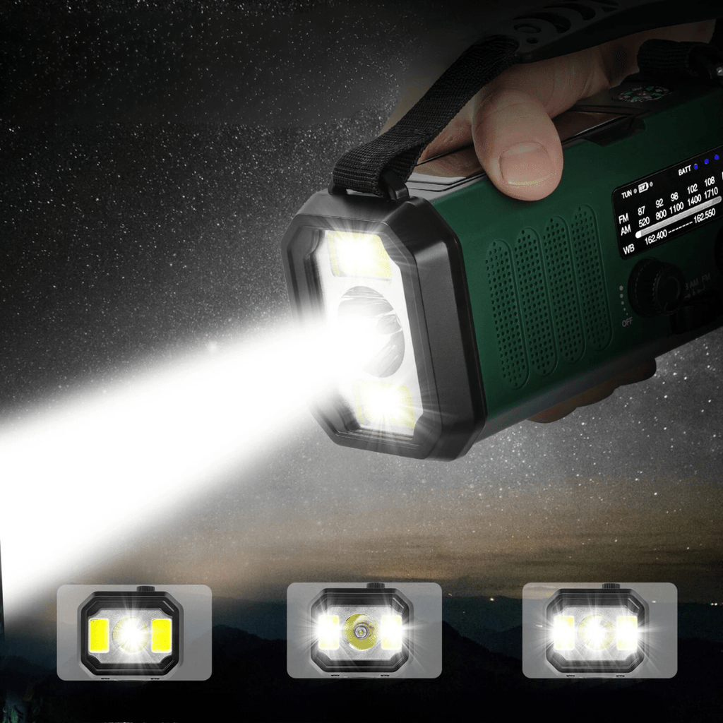 Emergency Weather Radio Solar Hand Crank USB LED Light 10000mAh