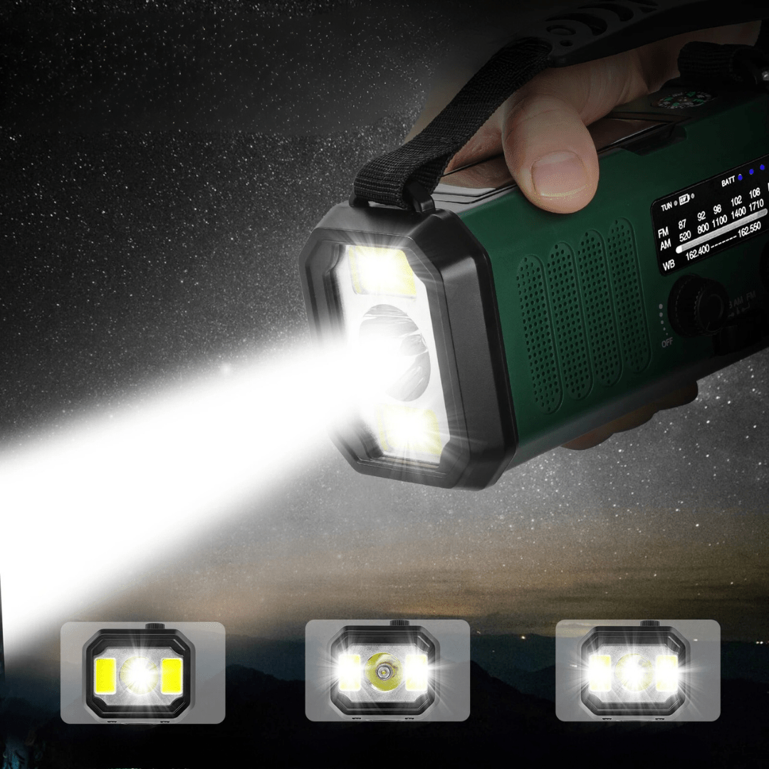 Emergency Weather Radio Solar Hand Crank USB LED Light 10000mAh