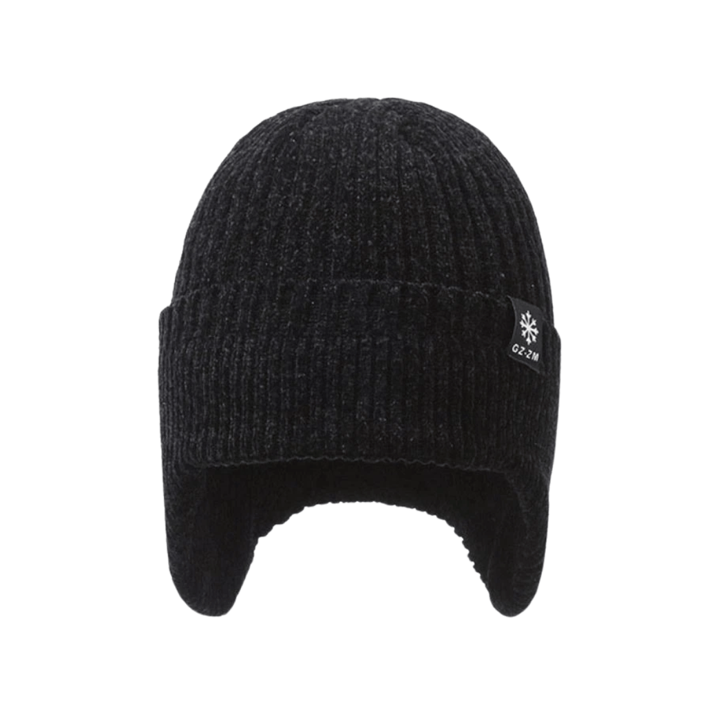 Men’s Fleece-Lined Knit Winter Hat with Ear Flaps