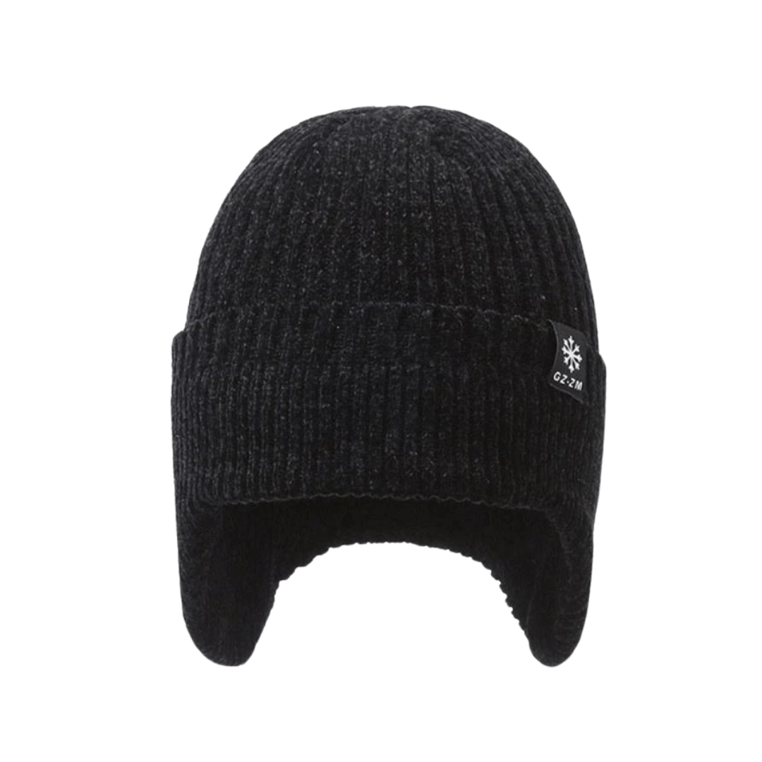 Men’s Fleece-Lined Knit Winter Hat with Ear Flaps