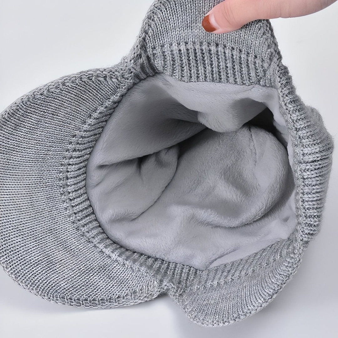 Knitted Winter Hat with Ear Flaps and Visor