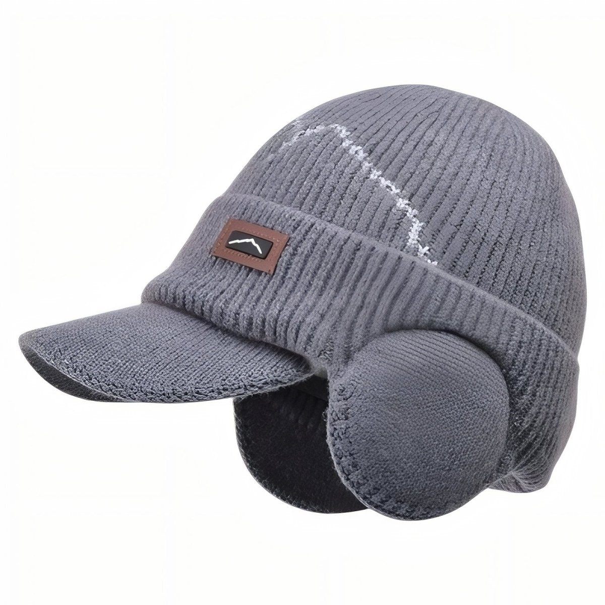Winter Knit Hat with Ear Flaps & Visor Warm Outdoor Cap