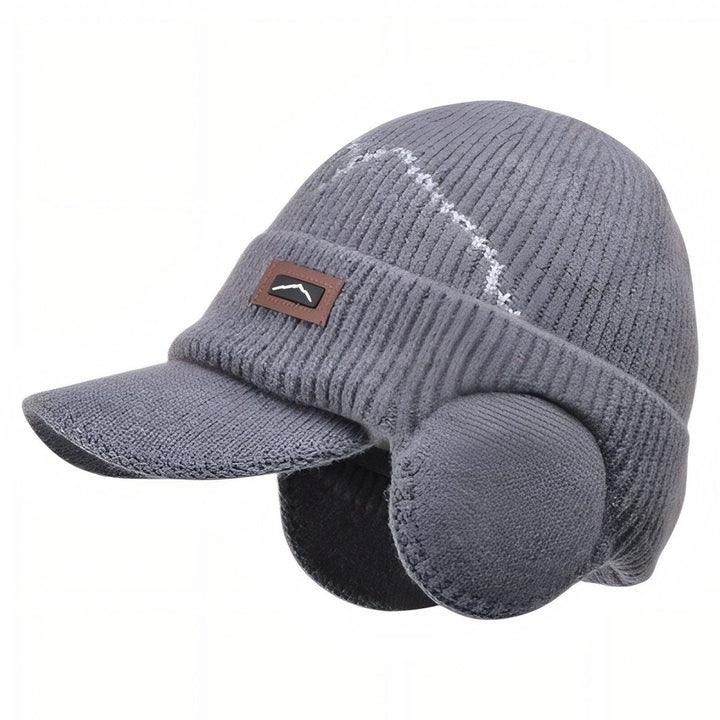 Knitted Winter Hat with Ear Flaps and Visor