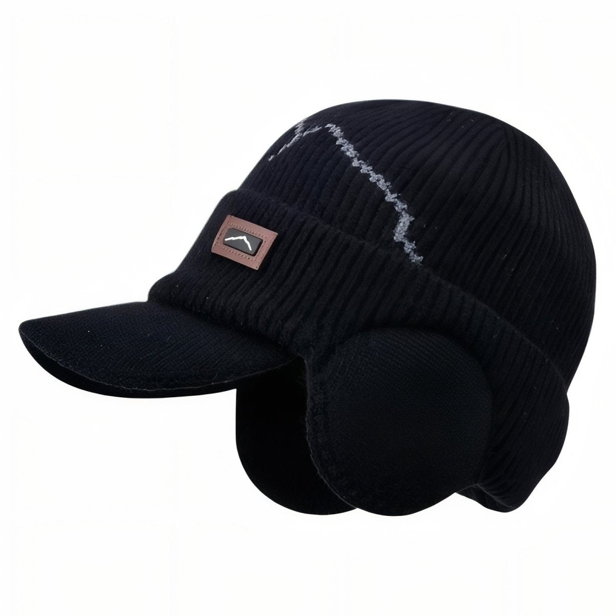Winter Knit Hat with Ear Flaps & Visor Warm Outdoor Cap