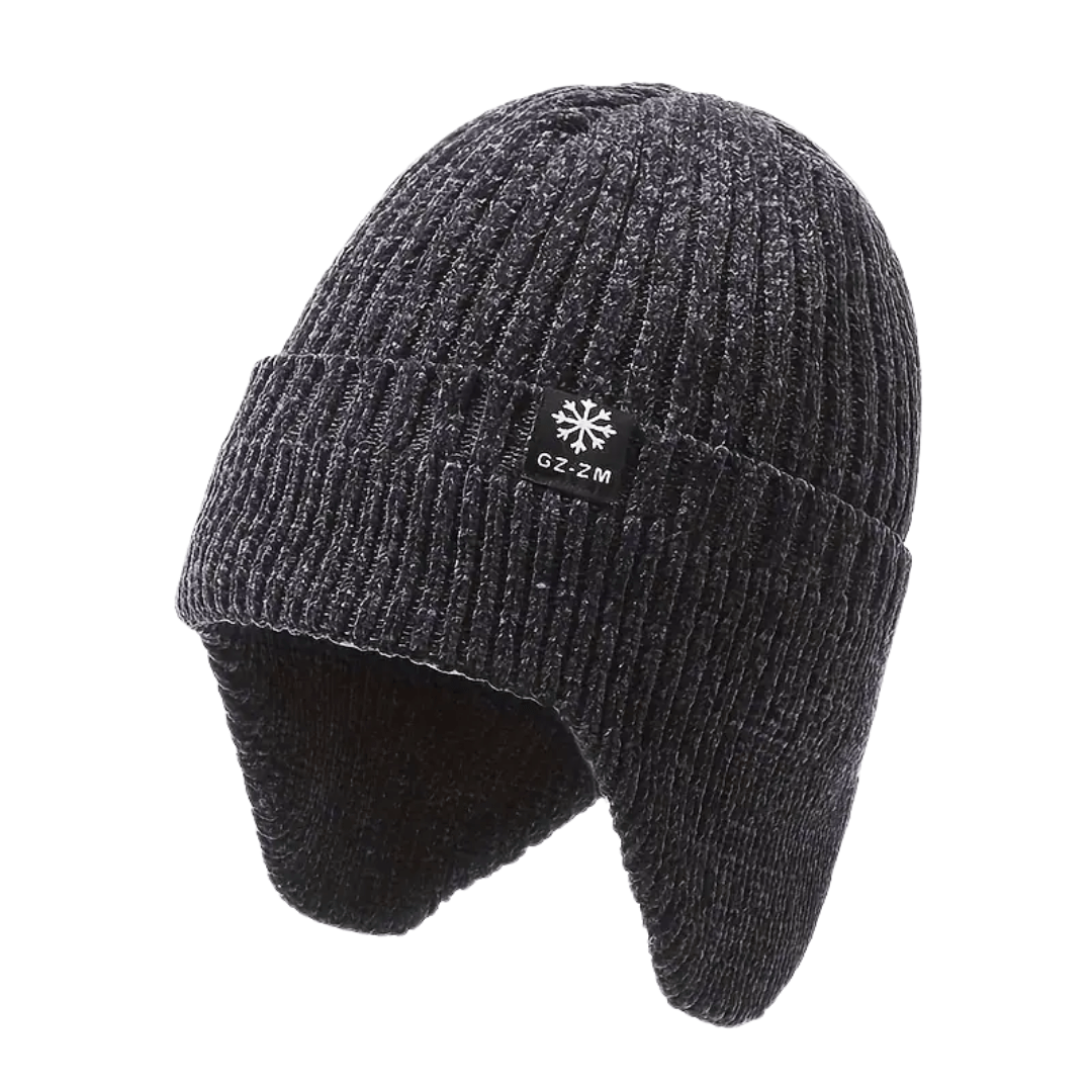 Men’s Fleece-Lined Knit Winter Hat with Ear Flaps