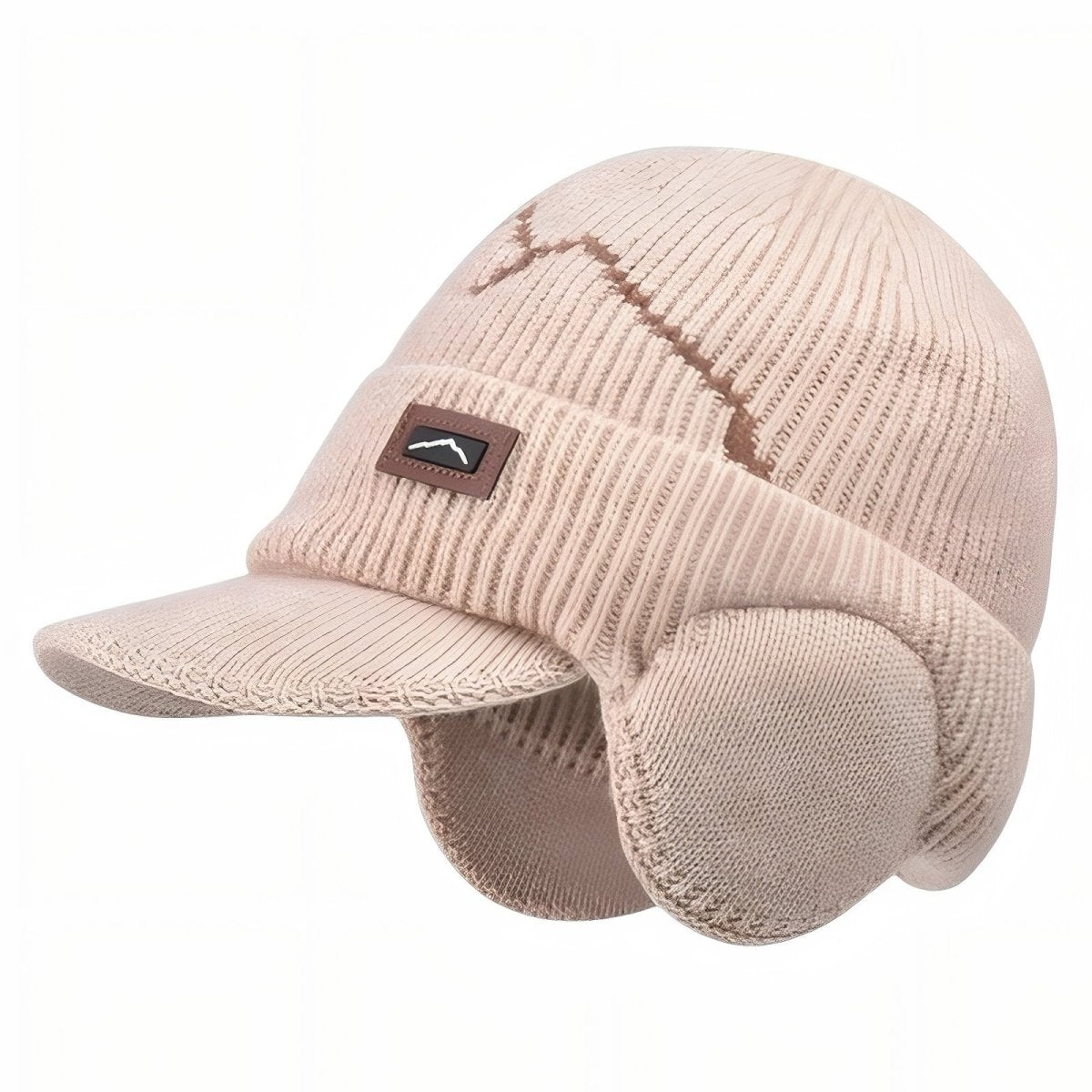Winter Knit Hat with Ear Flaps & Visor Warm Outdoor Cap