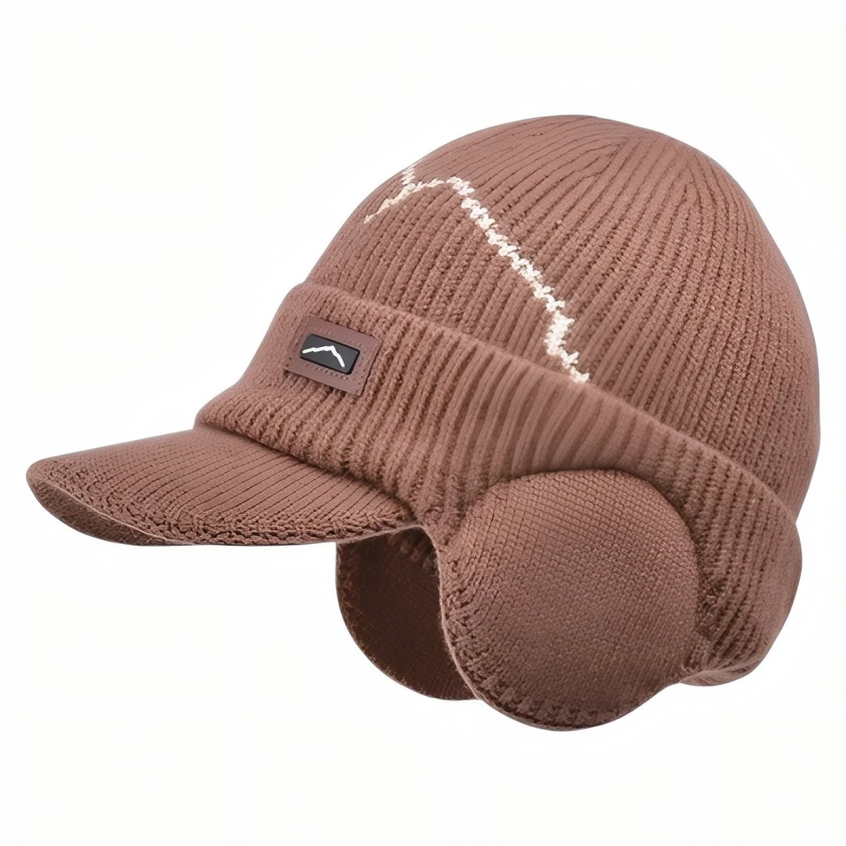 Winter Knit Hat with Ear Flaps & Visor Warm Outdoor Cap