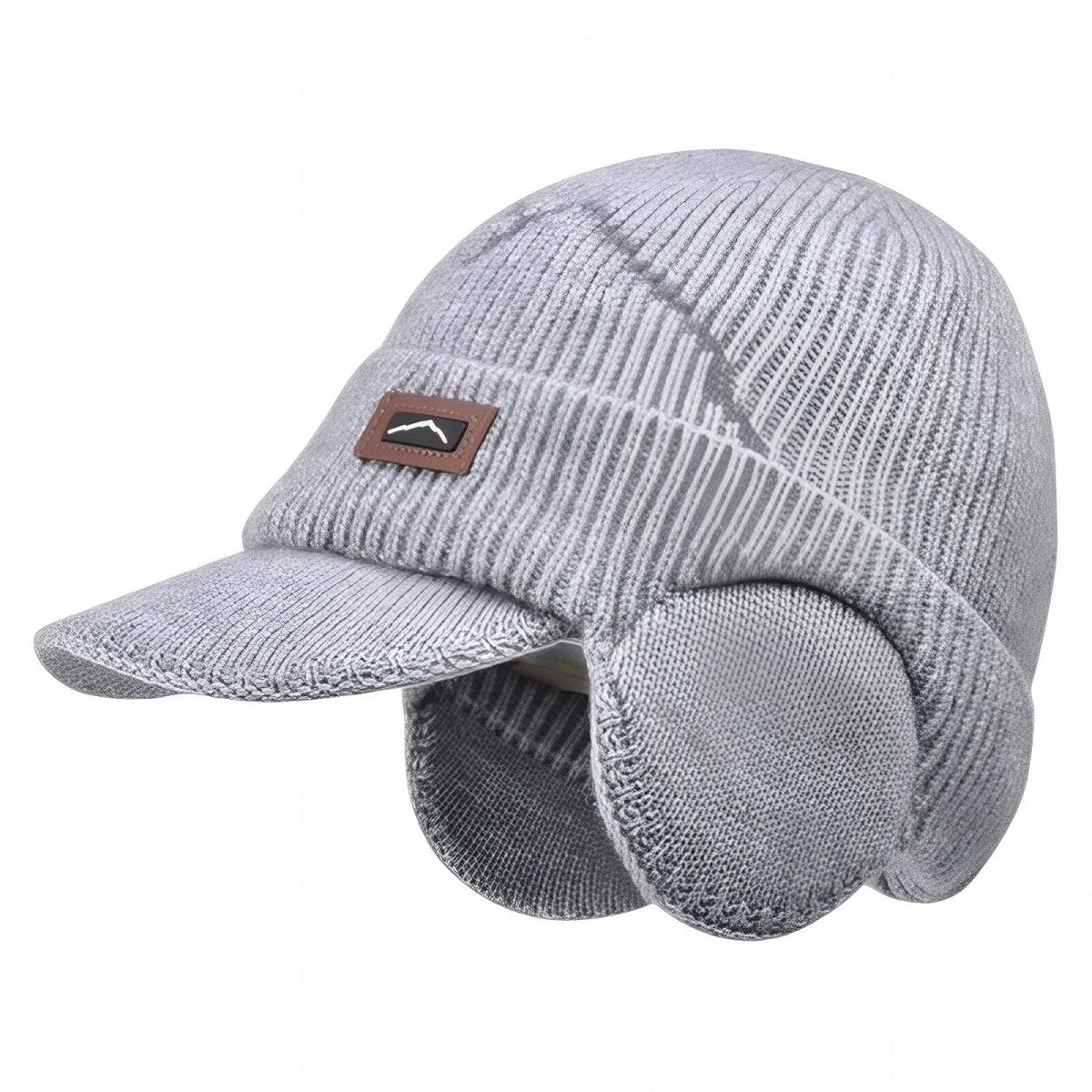 Winter Knit Hat with Ear Flaps & Visor Warm Outdoor Cap