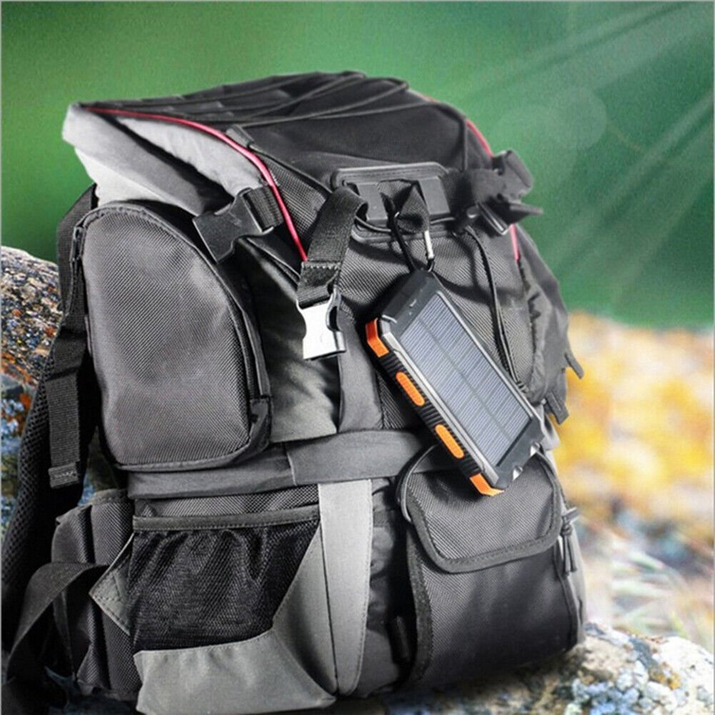 10000mAh Solar Power Bank Dual USB Outdoor Charger with Light