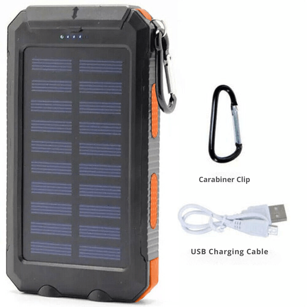 10000mAh Solar Power Bank Dual USB Outdoor Charger with Light