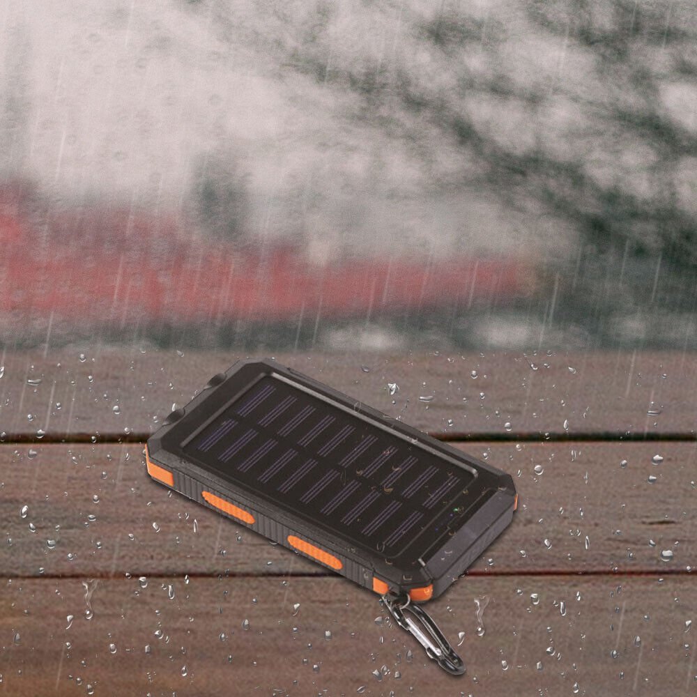 10000mAh Solar Power Bank Dual USB Outdoor Charger with Light