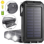10000mAh Solar Power Bank Dual USB Outdoor Charger with Light