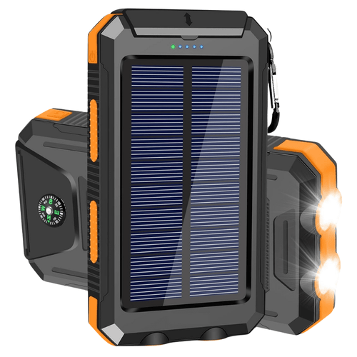 10000mAh Solar Power Bank Dual USB Outdoor Charger with Light