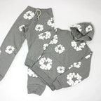 Printed Denim Tracksuit Set for Men and Women Casual Streetwear