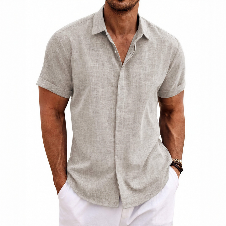 Men's Short Sleeve Button Up Linen Shirt