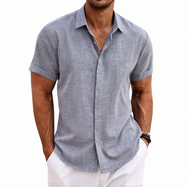 Men's Short Sleeve Button Up Linen Shirt