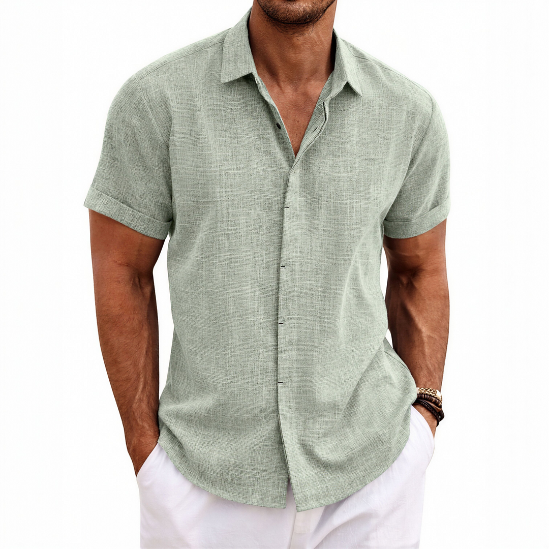 Men's Short Sleeve Button Up Linen Shirt